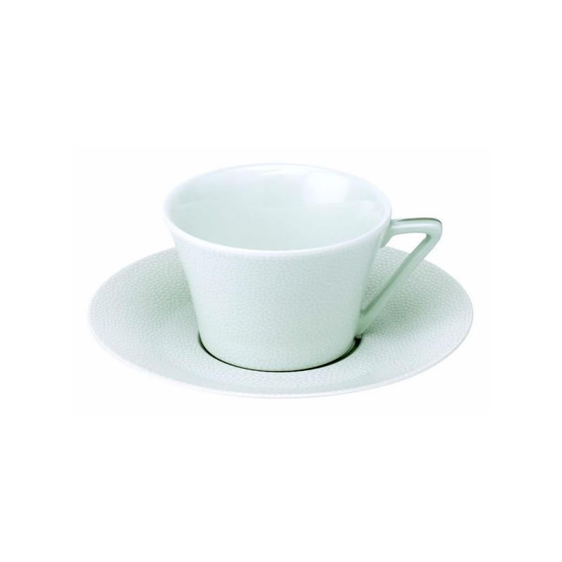 Tasse et soucoupe à thé 022995 Seychelles platine mat - Deshoulières