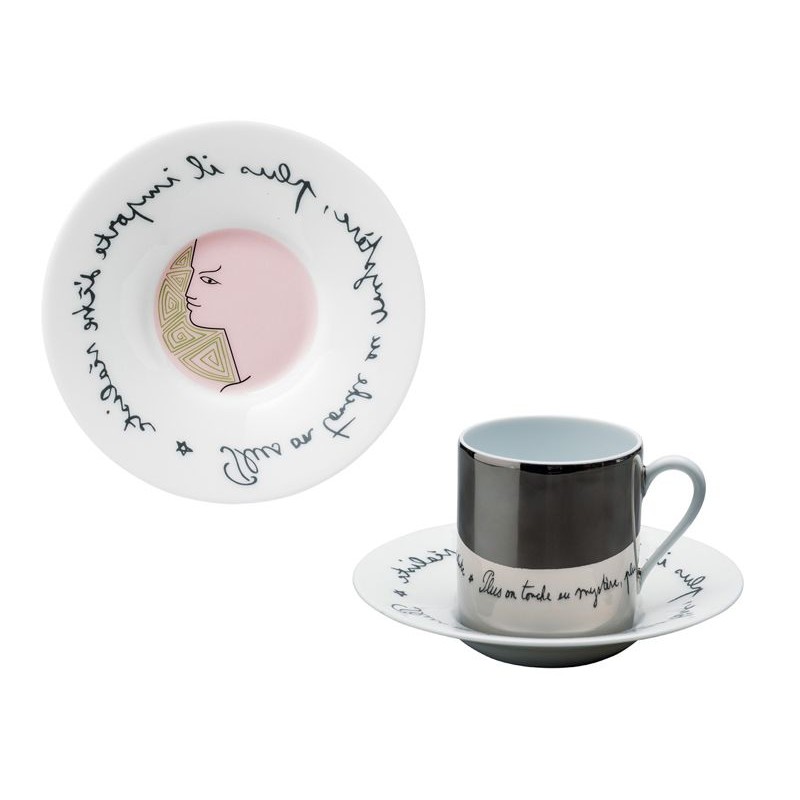 Tasse et soucoupe café Béatrice rose 0660-19-852013 Jean Cocteau - Raynaud