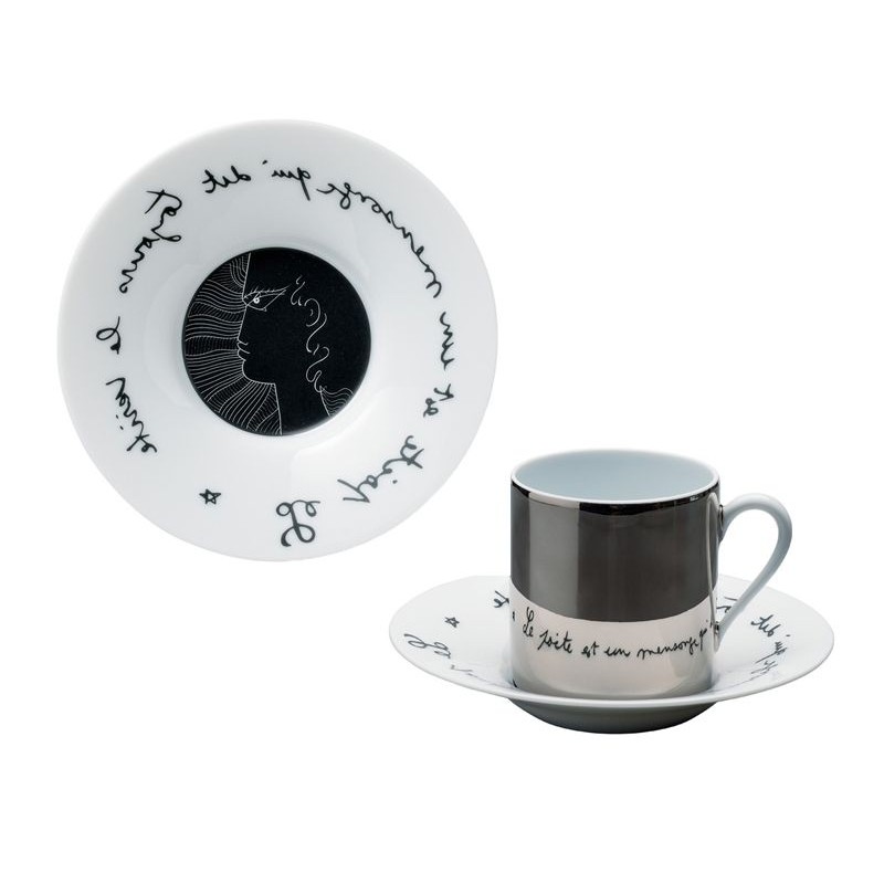 Tasse et soucoupe café Le Gabier de Vigie noir 0659-19-852013 Jean Cocteau - Raynaud