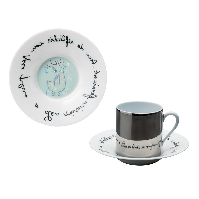Tasse et soucoupe café Orphée à la lyre vert 0662-19-852013 Jean Cocteau - Raynaud