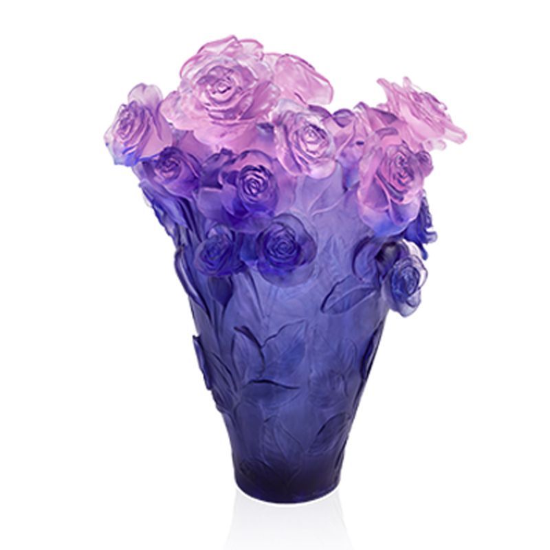 Vase magnum bleu rose 05106-10 Roses passion - Daum