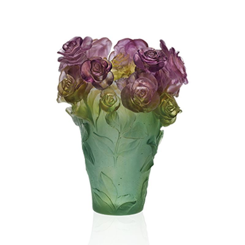 Vase vert et rose 05282 Roses passion - Daum