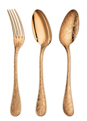 Golden metal flatware